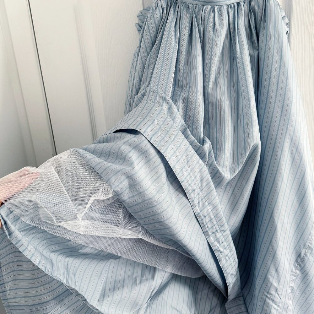 NWT Noir Kei Ninomiya Blue stripes pinafore dress, Size Large - Picture 13 of 13